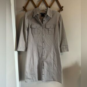 Club Monaco grey button down shirt dress safari utilitarian dress size 8